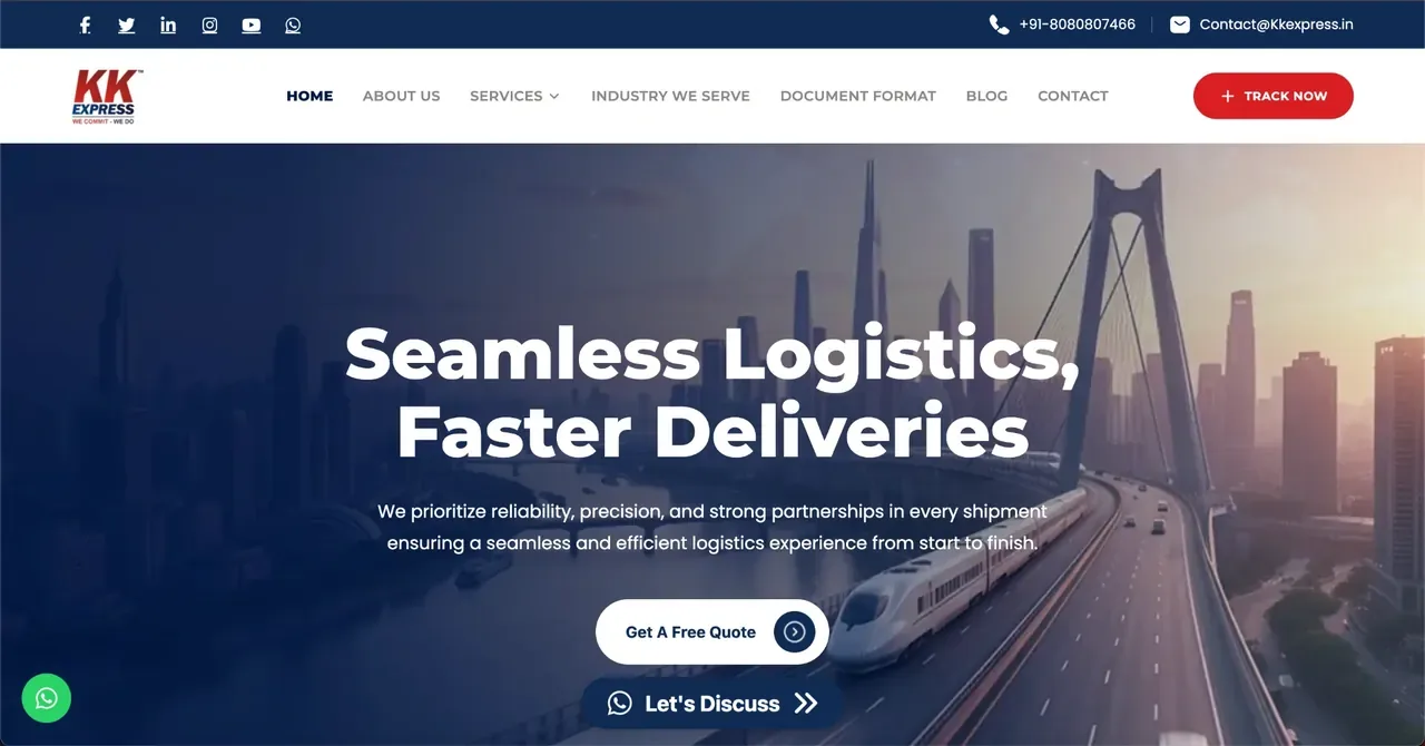 KK Express website designed by SPG Techsoft