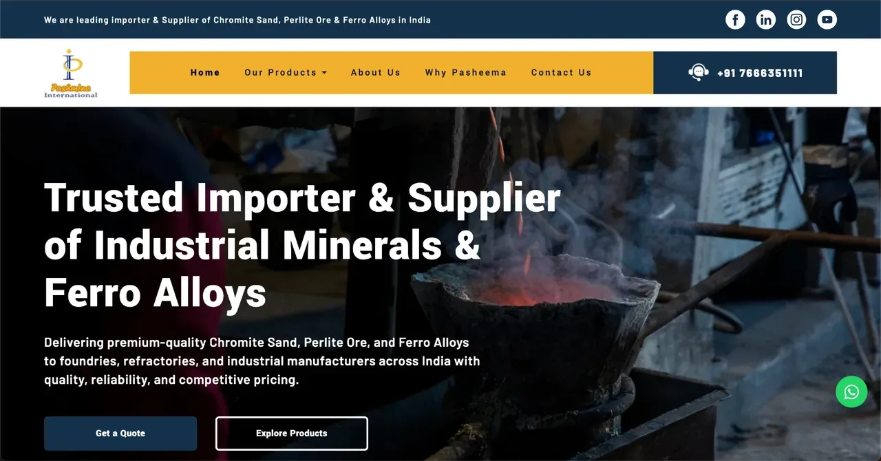 Pasheema International website designed by SPG Techsoft
