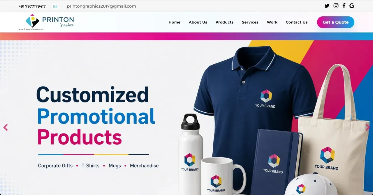 Printon Graphics website designed by SPG Techsoft