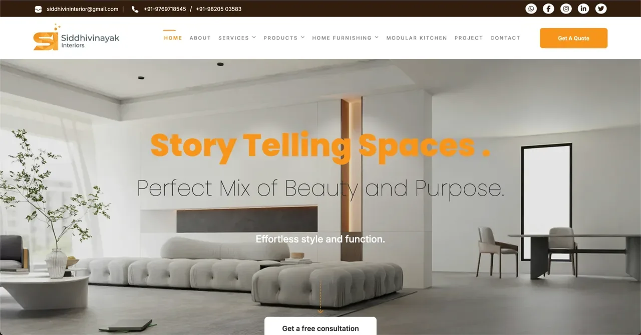 Siddhivinayak Interior website designed by SPG Techsoft